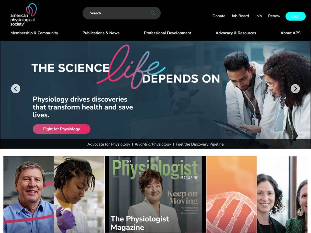 American Physiological Society (APS) website homepage