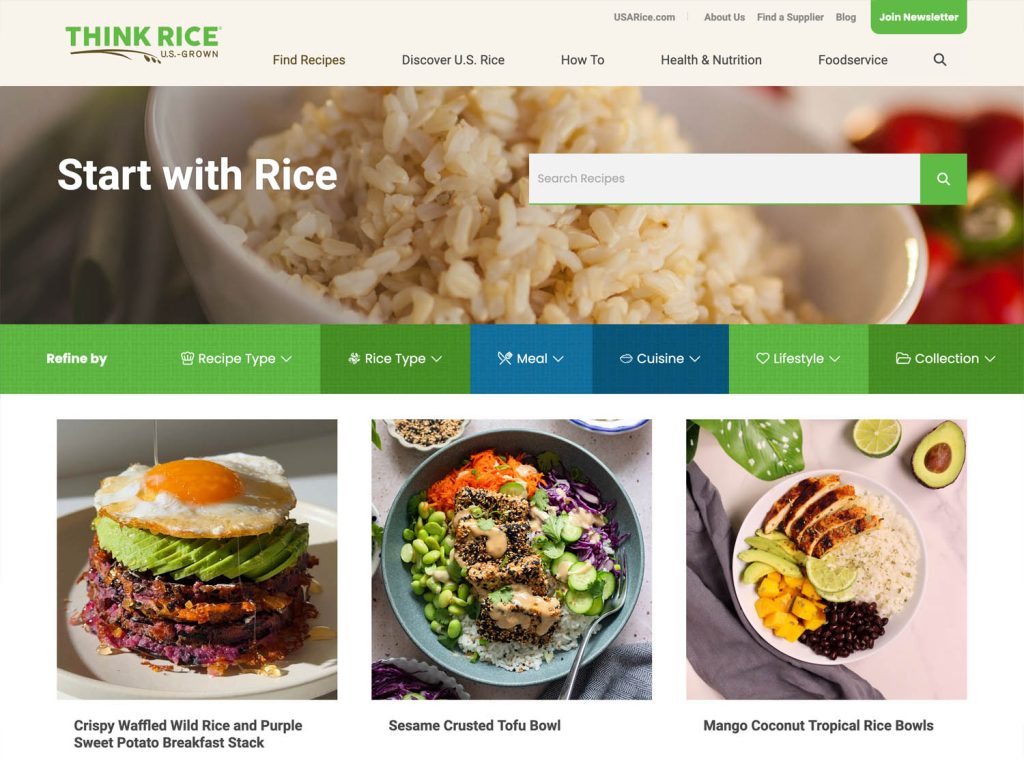 Think Rice website homepage
